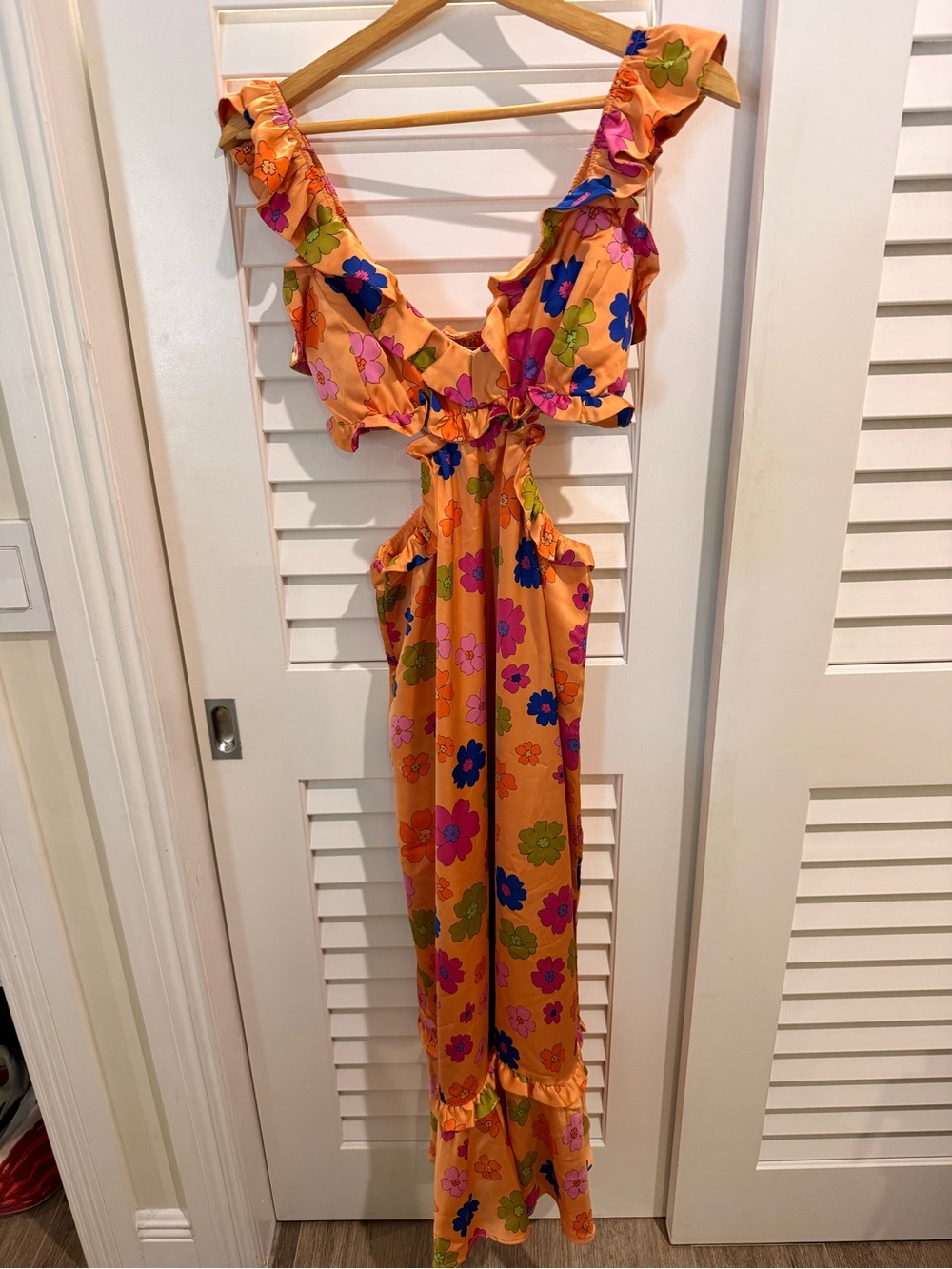 Show me your mumu no Orange Floral Maxi Dress with Ruffle Details